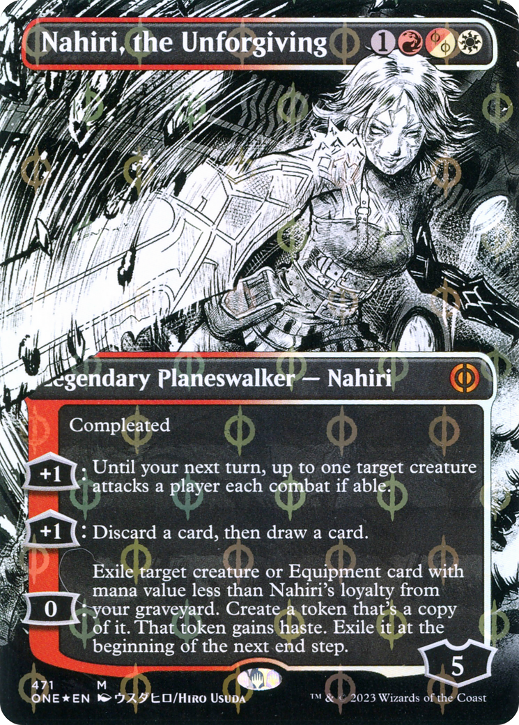 Nahiri, the Unforgiving (Borderless Manga Step-and-Compleat Foil) [Phyrexia: All Will Be One] - Destination Retro
