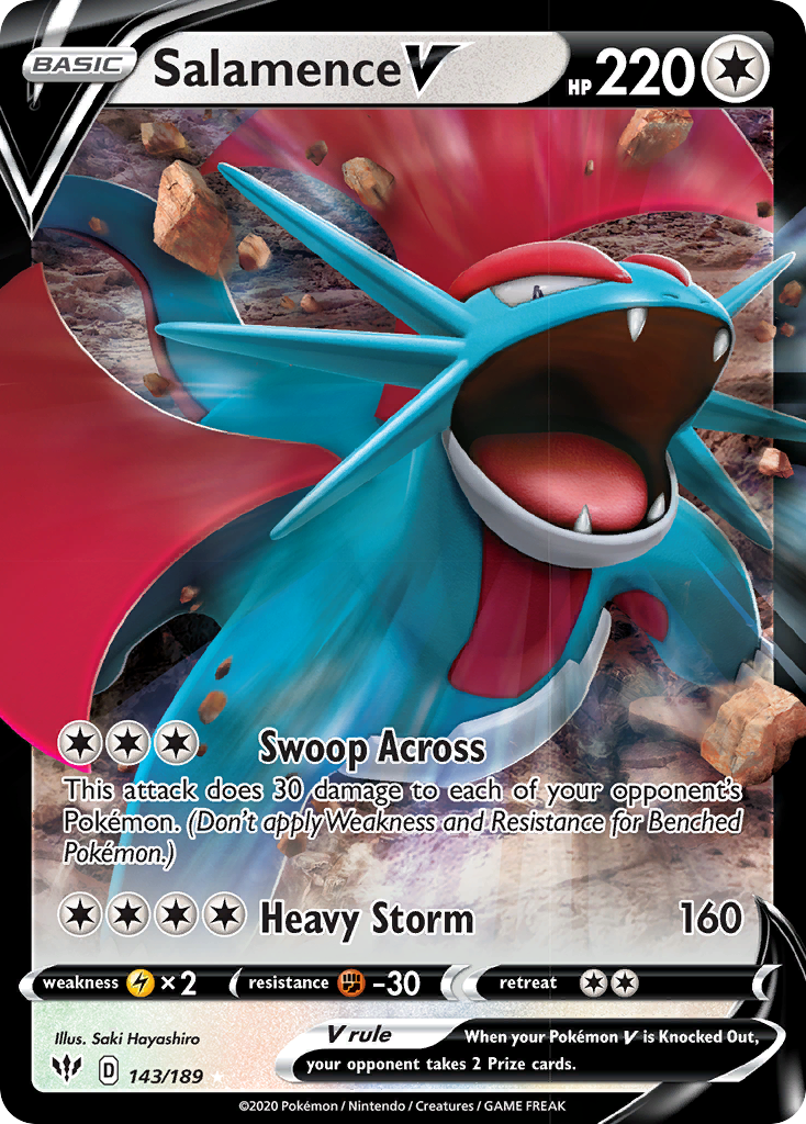 Salamence V (143/189) [Sword & Shield: Darkness Ablaze] - Destination Retro