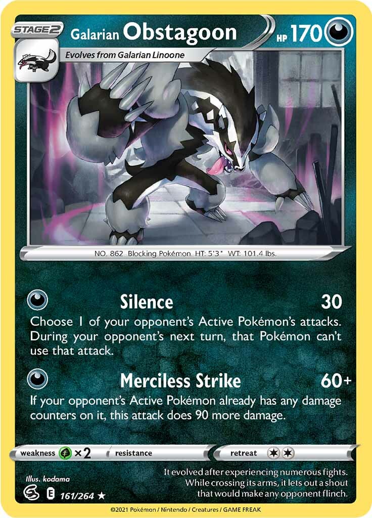 Galarian Obstagoon (161/264) [Sword & Shield: Fusion Strike] - Destination Retro