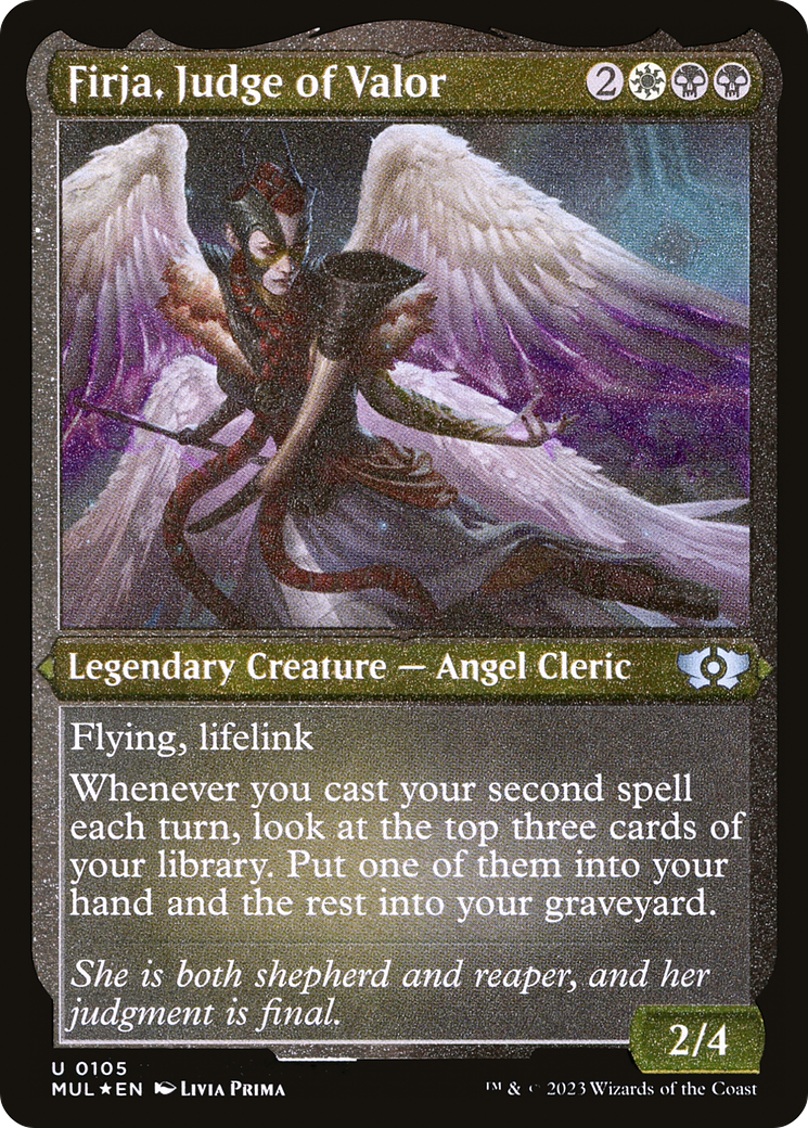 Firja, Judge of Valor (Foil Etched) [Multiverse Legends] - Destination Retro