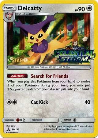 Delcatty (Staff Prerelease Promo) (SM132) [Sun & Moon: Black Star Promos] - Destination Retro