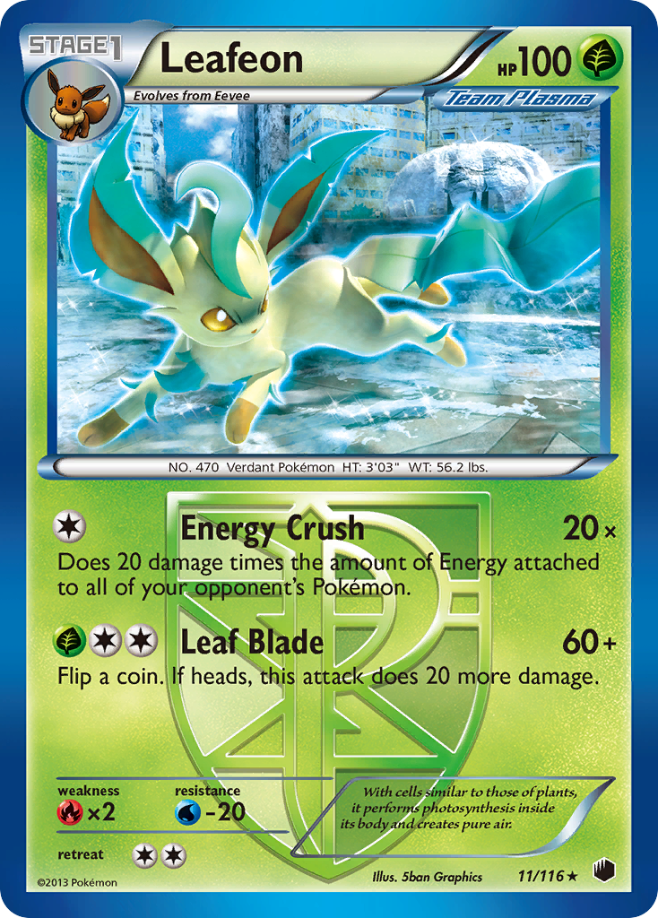 Leafeon (11/116) [Black & White: Plasma Freeze] - Destination Retro