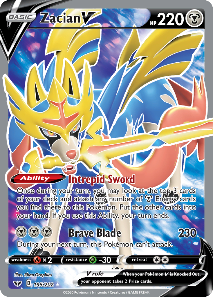 Zacian V (195/202) [Sword & Shield: Base Set] - Destination Retro