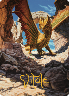 Ancient Brass Dragon Art Card (02) (Gold-Stamped Signature) [Commander Legends: Battle for Baldur's Gate Art Series] - Destination Retro