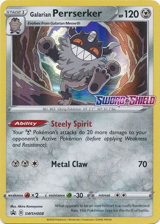 Galarian Perrserker (Prerelease Promo) (SWSH008) [Sword & Shield: Black Star Promos] - Destination Retro