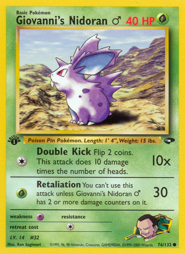 Giovanni's Nidoran (76/132) (Male) [Gym Challenge 1st Edition] - Destination Retro