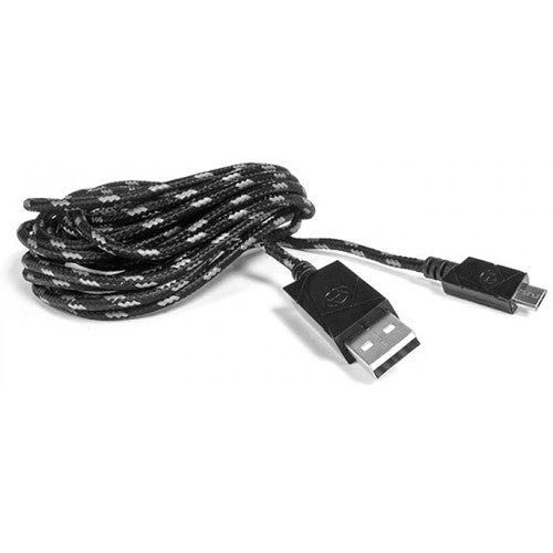HYPERKIN Polygon 10' Braided Micro-USB Charge Cable for PS4/Xbox One/PS Vita 2000 (Black/Grey) - Destination Retro