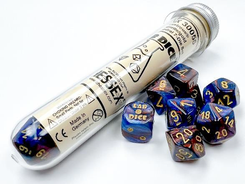 SUPPLIES - DICE - CHX 30055 - LUSTROUS AZURITE W/GOLD LUMINARY EFFECT LAB DICE - Destination Retro