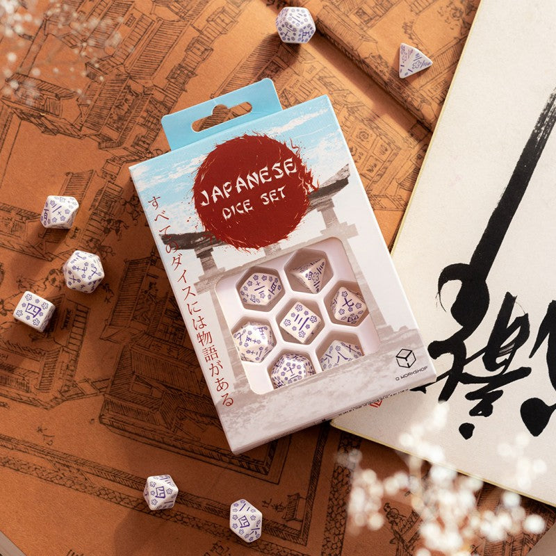 SUPPLIES - DICE - JAPANESE DICE SET BLUE STAR LOTUS - Destination Retro