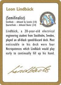 1996 Leon Lindback Biography Card [World Championship Decks] - Destination Retro