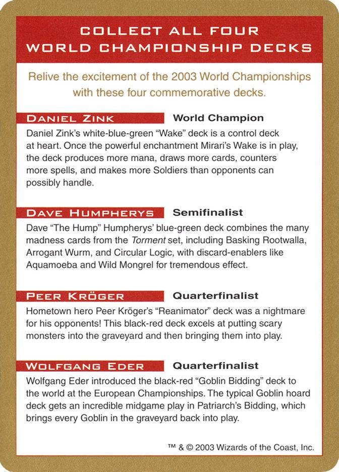 2003 World Championships Ad [World Championship Decks 2003] - Destination Retro
