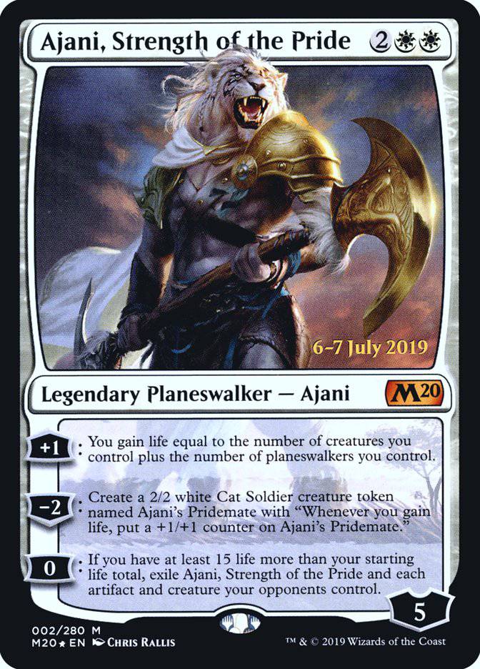 Ajani, Strength of the Pride  [Core Set 2020 Prerelease Promos] - Destination Retro