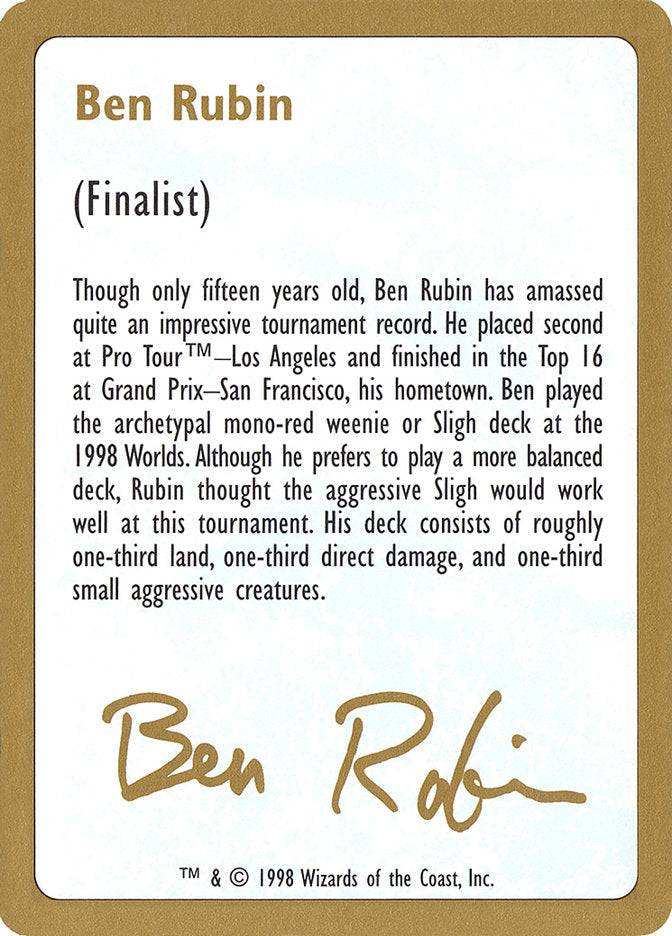 Ben Rubin Bio [World Championship Decks 1998] - Destination Retro