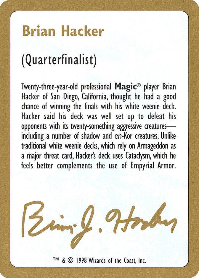 Brian Hacker Bio [World Championship Decks 1998] - Destination Retro