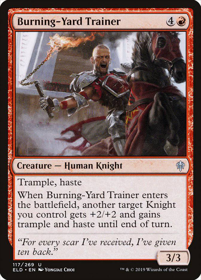 Burning-Yard Trainer [Throne of Eldraine] - Destination Retro