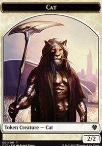 Cat (001) // Cat Warrior (008) Double-sided Token [Commander 2017 Tokens] - Destination Retro