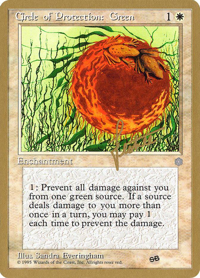 Circle of Protection: Green (Bertrand Lestree) (SB) (ICE) [Pro Tour Collector Set] - Destination Retro