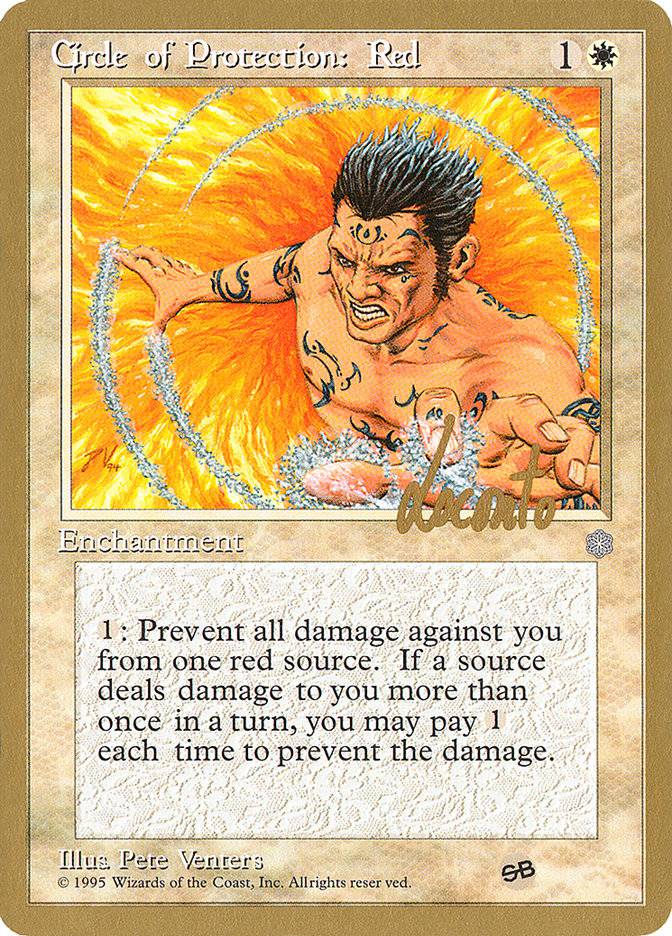 Circle of Protection: Red (Michael Loconto) (SB) (ICE) [Pro Tour Collector Set] - Destination Retro