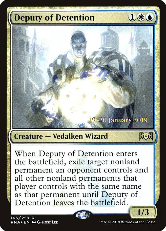 Deputy of Detention [Ravnica Allegiance Prerelease Promos] - Destination Retro