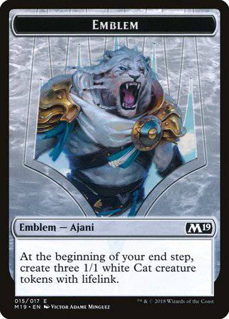 Emblem - Ajani, Adversary of Tyrants [Core Set 2019 Tokens] - Destination Retro