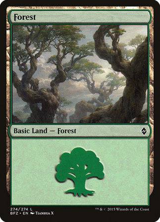 Forest (274) [Battle for Zendikar] - Destination Retro
