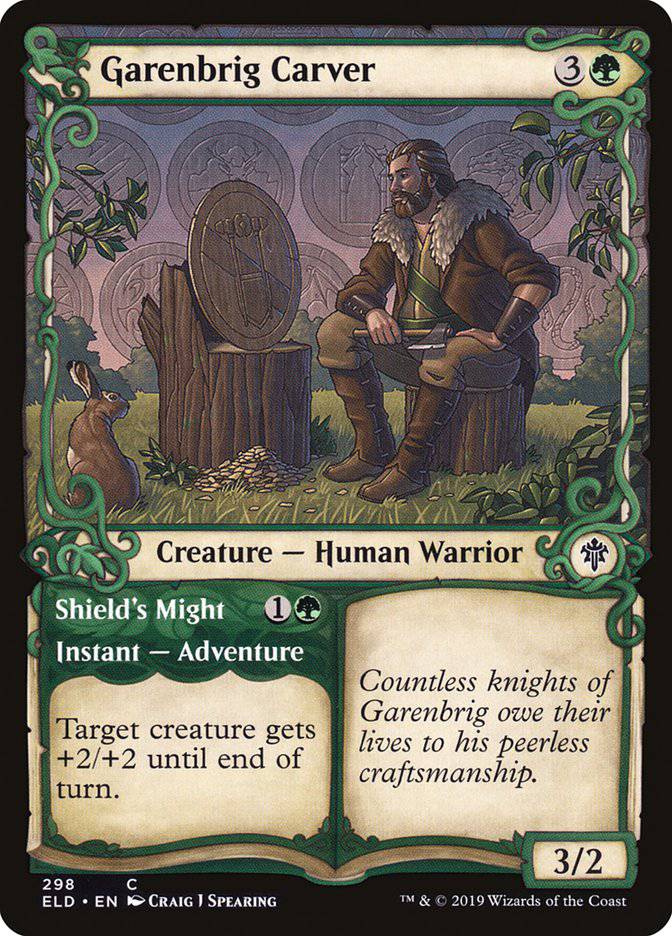 Garenbrig Carver // Shield's Might (Showcase) [Throne of Eldraine] - Destination Retro
