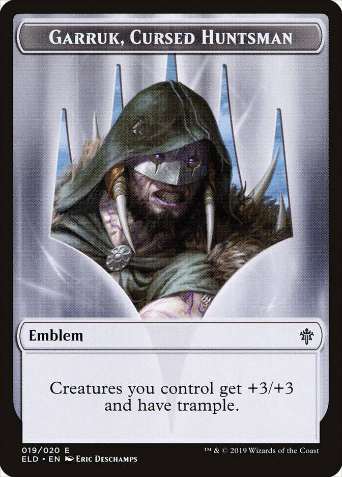 Garruk, Cursed Huntsman Emblem [Throne of Eldraine Tokens] - Destination Retro