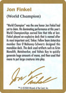 Jon Finkel Bio [World Championship Decks 2000] - Destination Retro