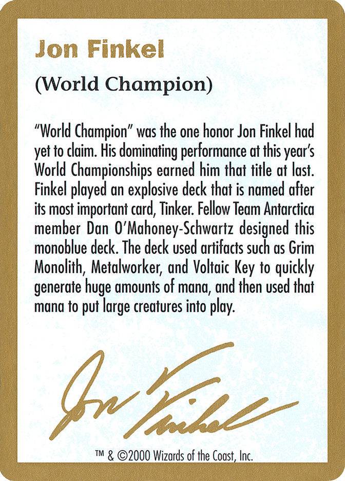 Jon Finkel Bio [World Championship Decks 2000] - Destination Retro