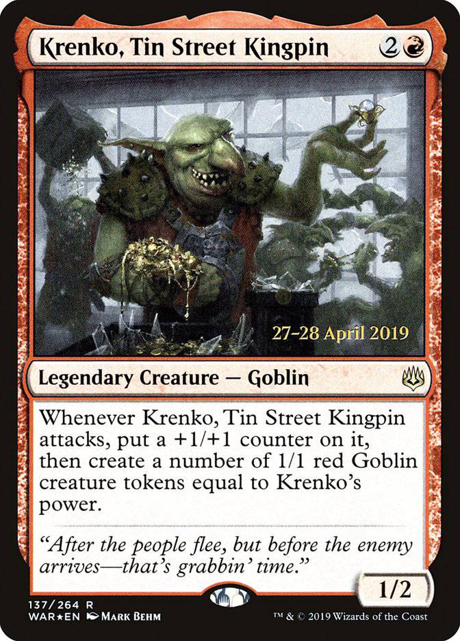 Krenko, Tin Street Kingpin  [War of the Spark Prerelease Promos] - Destination Retro