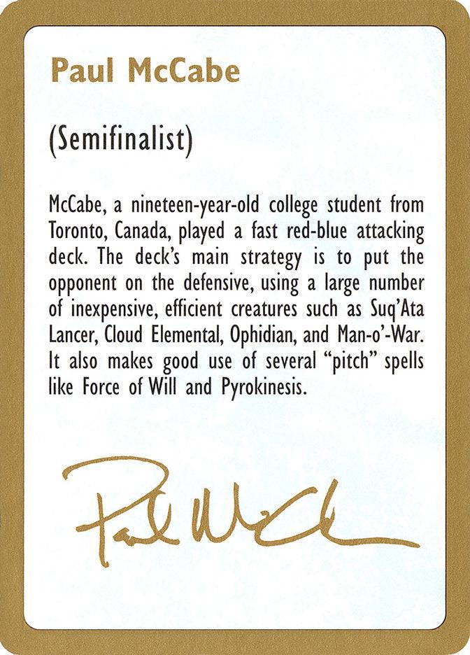 Paul McCabe Bio [World Championship Decks 1997] - Destination Retro