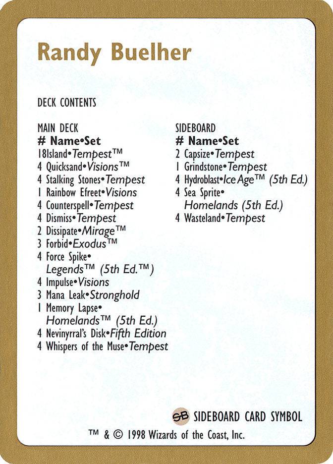 Randy Buehler Decklist [World Championship Decks 1998] - Destination Retro