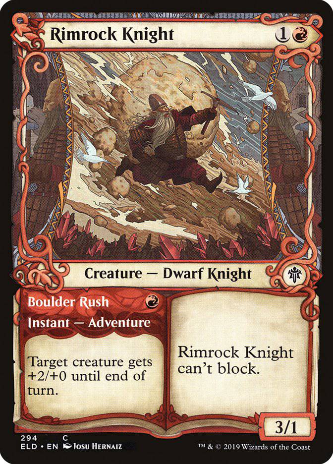 Rimrock Knight // Boulder Rush (Showcase) [Throne of Eldraine] - Destination Retro