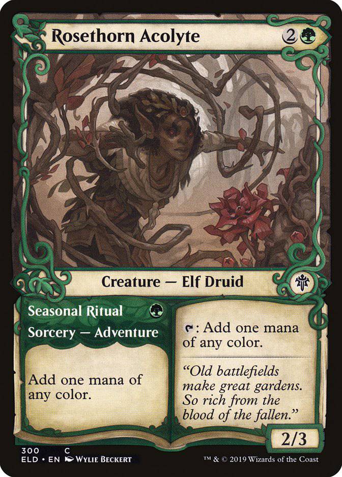 Rosethorn Acolyte // Seasonal Ritual (Showcase) [Throne of Eldraine] - Destination Retro