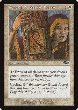 Rune of Protection: Green [Urza's Saga] - Destination Retro