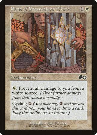 Rune of Protection: White [Urza's Saga] - Destination Retro