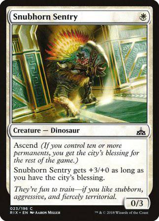 Snubhorn Sentry [Rivals of Ixalan] - Destination Retro