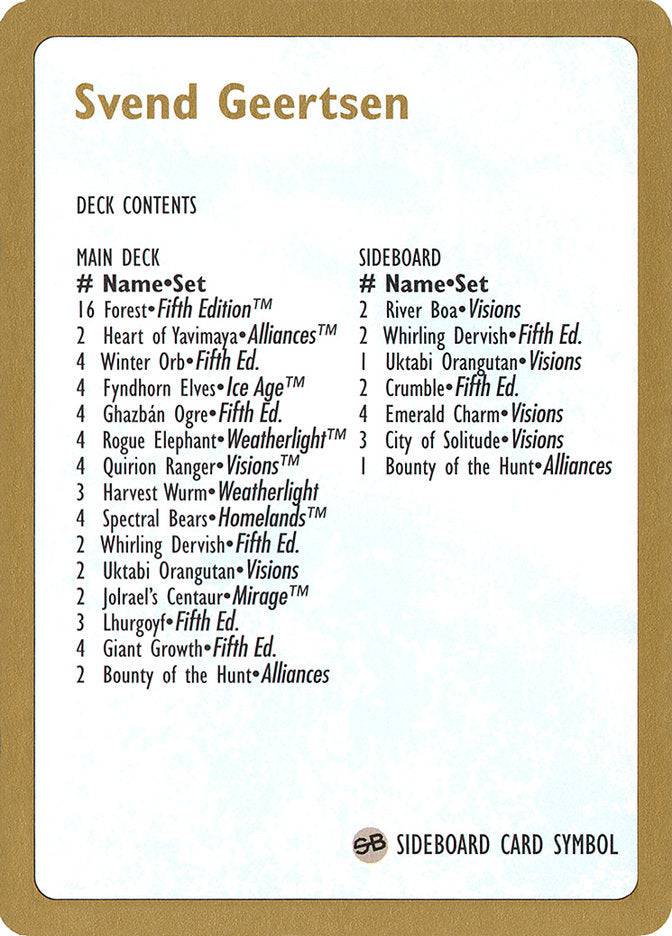 Svend Geertsen Decklist [World Championship Decks 1997] - Destination Retro