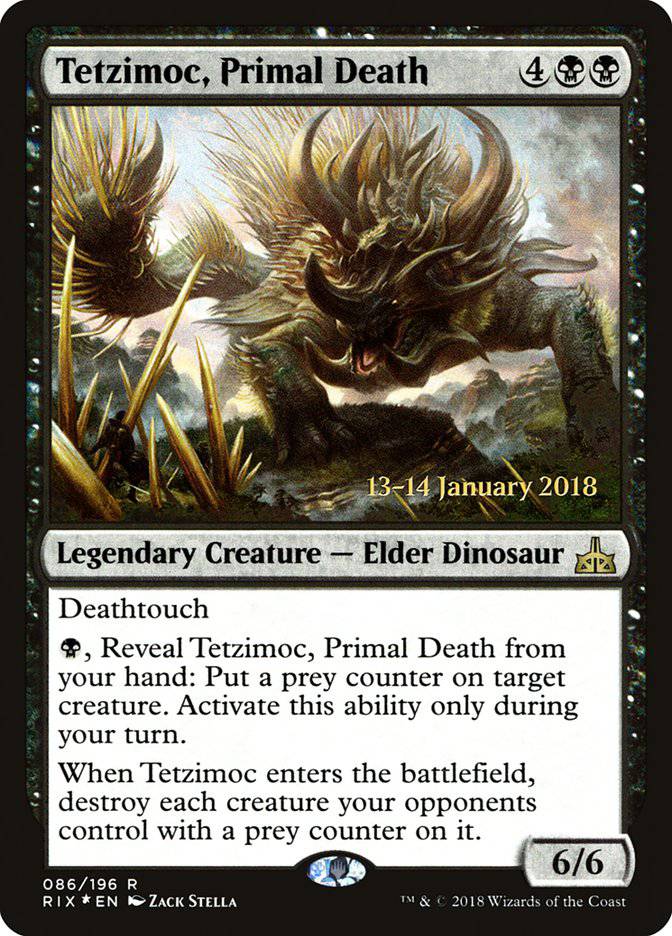 Tetzimoc, Primal Death [Rivals of Ixalan Prerelease Promos] - Destination Retro