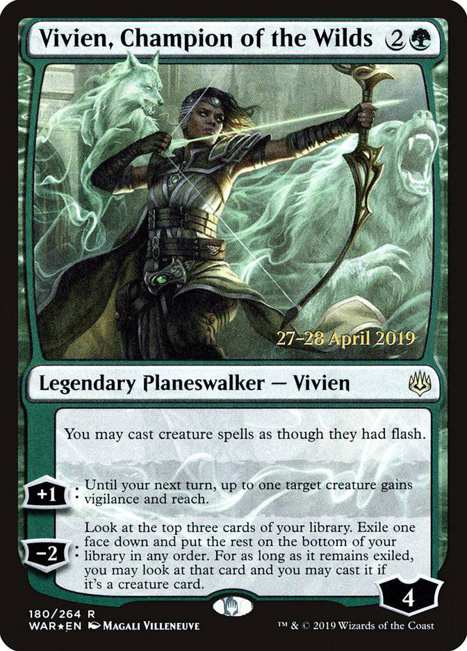 Vivien, Champion of the Wilds  [War of the Spark Prerelease Promos] - Destination Retro