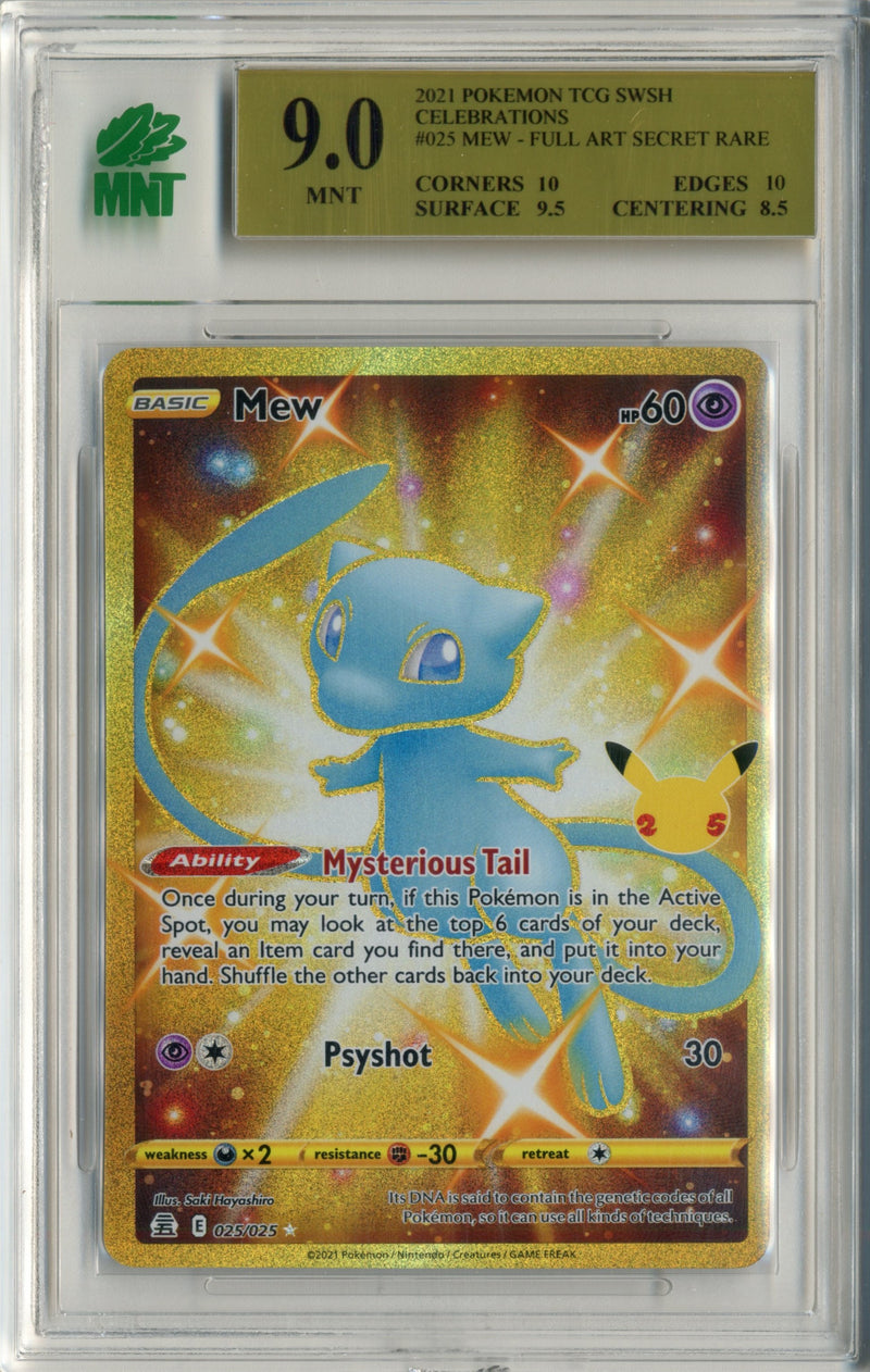 MNT - 9.0 -Mew - Full Art Secret Rare - Celebrations - Destination Retro