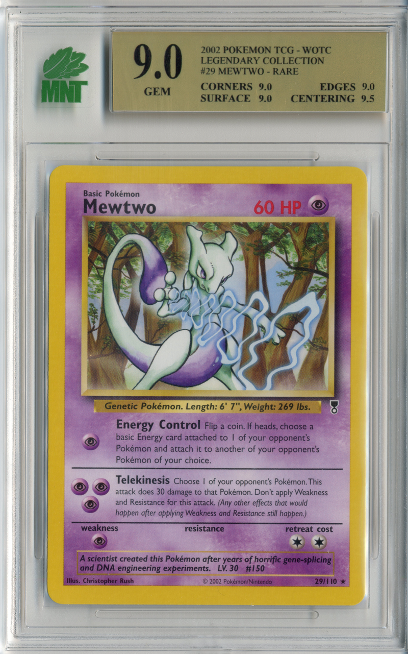 MNT - 9.0 -  Mewtwo - Rare - Legendary Collection - Destination Retro