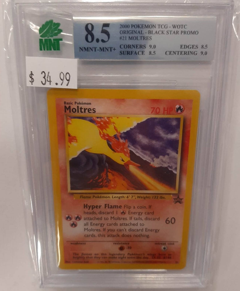 MNT - 8.5 - Moltres Black Star Promo - Pokemon TCG - Wizards of the Coast Original Series - Destination Retro