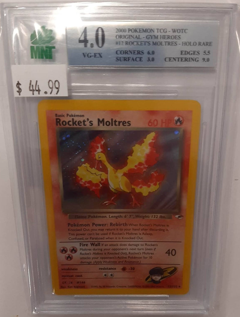 MNT - 4.0 - Rocket's Moltres - Holo Rare Gym Heroes - Pokemon TCG Rocket's Moltres - Holo Rare - Destination Retro