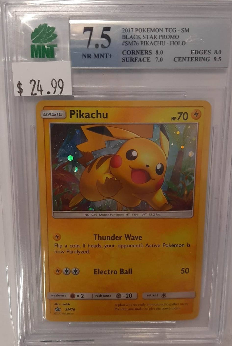 MNT - 7.5 - Pikachu - Holo Black Star Promo - Pokemon TCG Sun & Moon Series - Destination Retro