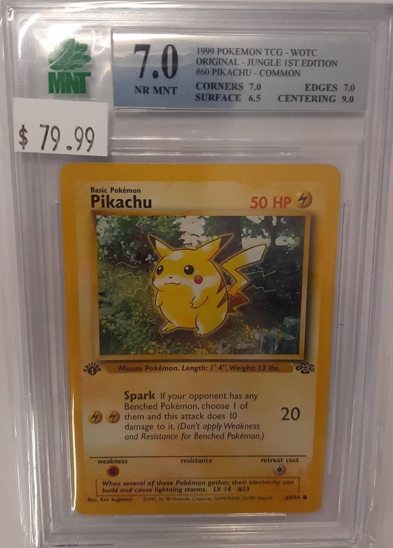 MNT - 7.0 - Pikachu  - Common Jungle 1st Edition - Pokemon TCG- Wizards of the Coast Original Series - Destination Retro