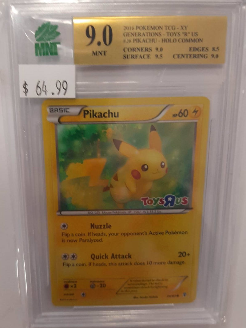 MNT - 9.0 - Pikachu - Holo Common  Generations - Toys "R" Us - Pokemon TCG XY Series - Destination Retro