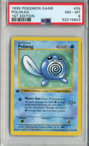 PSA - NM-MT 8 - POLIWAG - 1ST EDITON - BASE SET - Destination Retro
