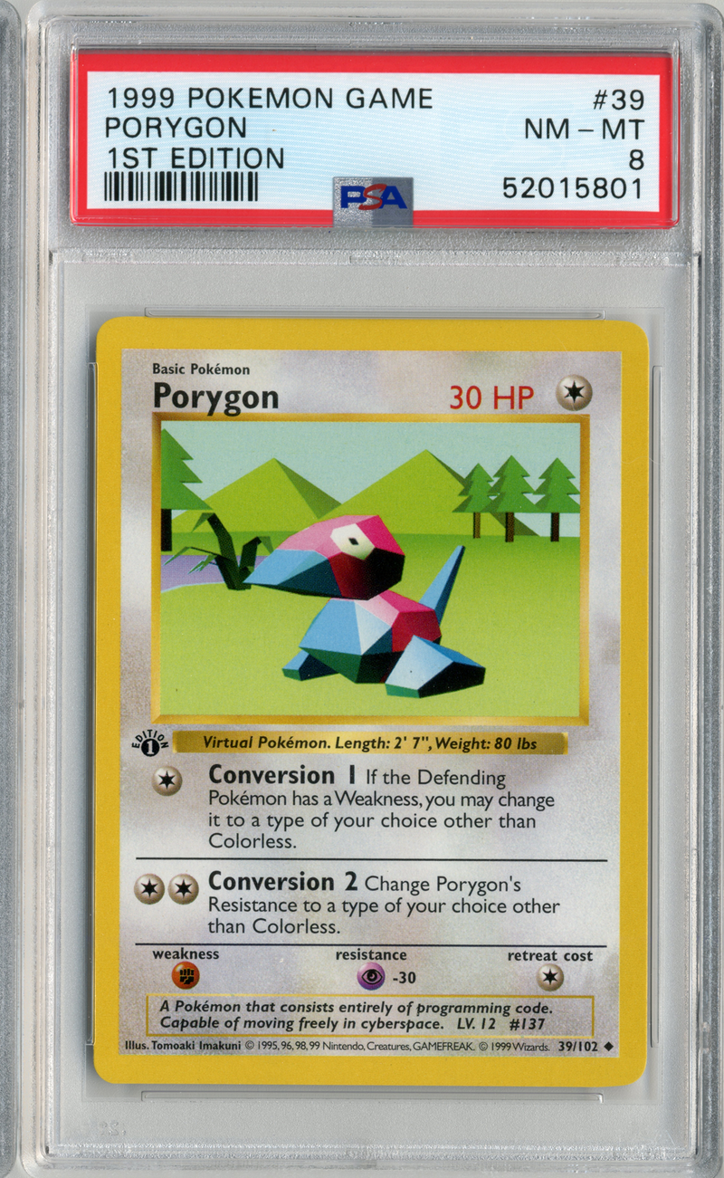 PSA - NM-MT 8 - PORYGON - 1ST EDITON - BASE SET - Destination Retro