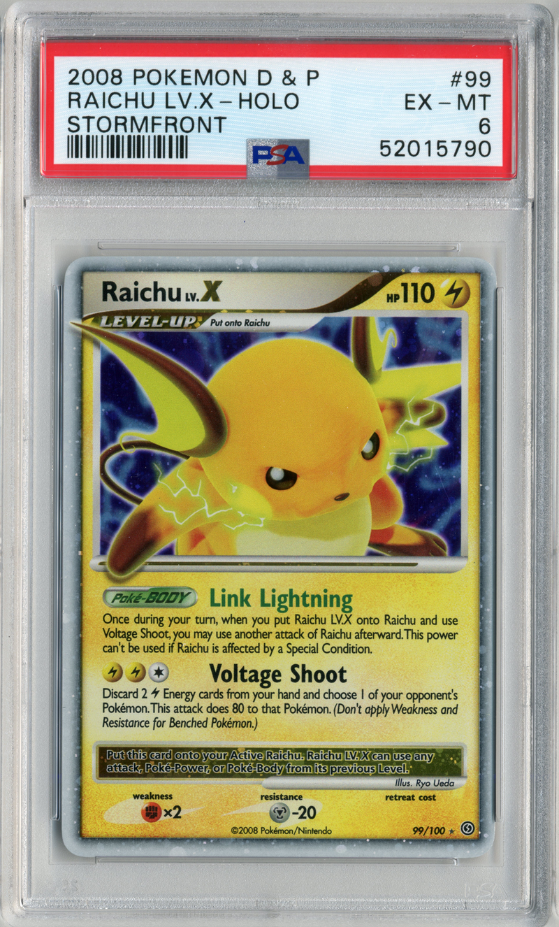 PSA - EX-MT 6 - RAICHU LV.X-HOLO - DIAMOND & PEARL STORMFRONT - Destination Retro